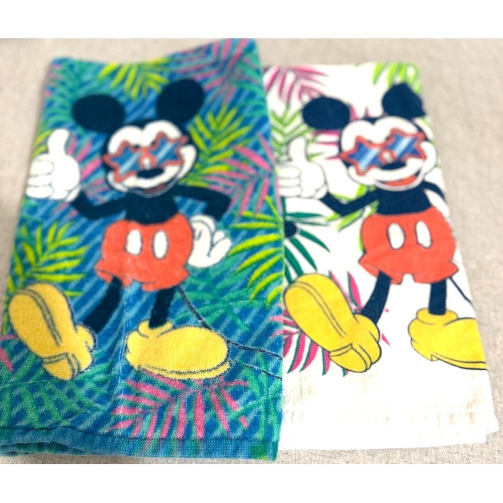 Set of 2 Disney Mickey Mouse & Minnie Mouse Multicolor Kitchen Hand Towels - Picture 2 of 4